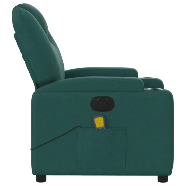 Fauteuil de massage inclinable électrique Vert foncé Tissu