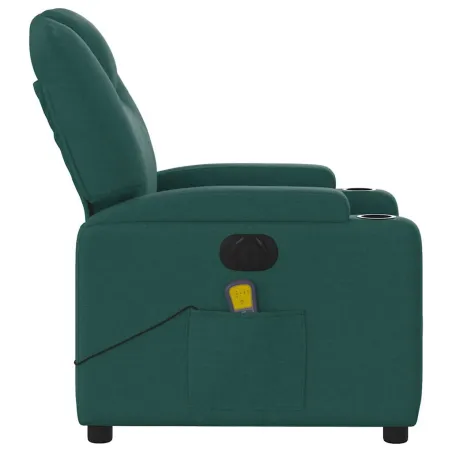 Fauteuil de massage inclinable électrique Vert foncé Tissu