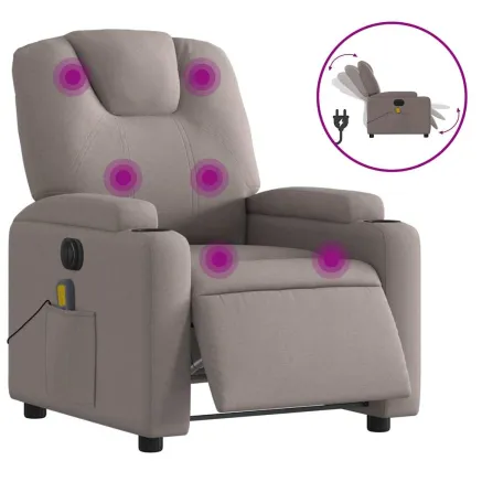 Fauteuil de massage inclinable électrique Taupe Tissu 2