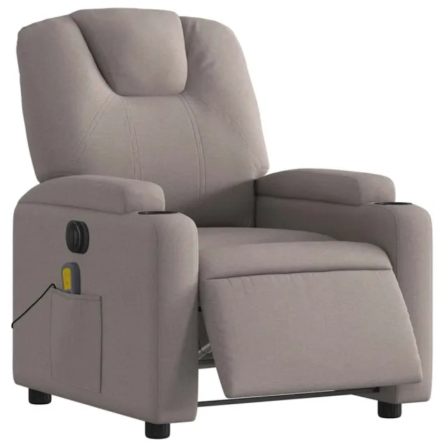 Fauteuil de massage inclinable électrique Taupe Tissu