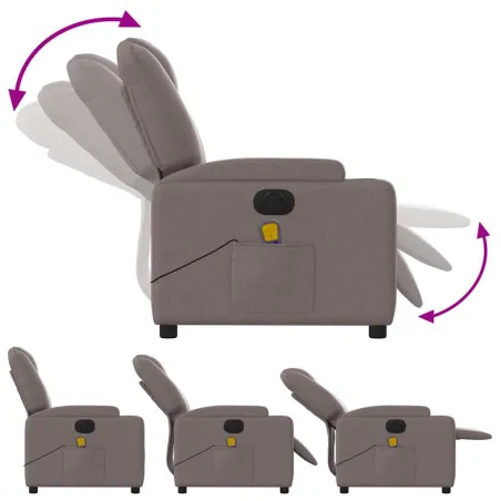 Fauteuil de massage inclinable électrique Taupe Tissu