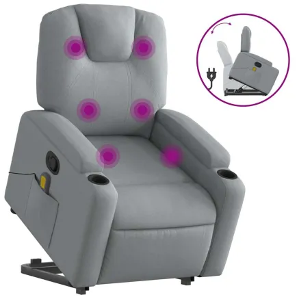Fauteuil de massage inclinable Gris clair Tissu 2