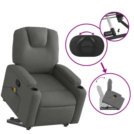 Fauteuil de massage inclinable Gris foncé Tissu