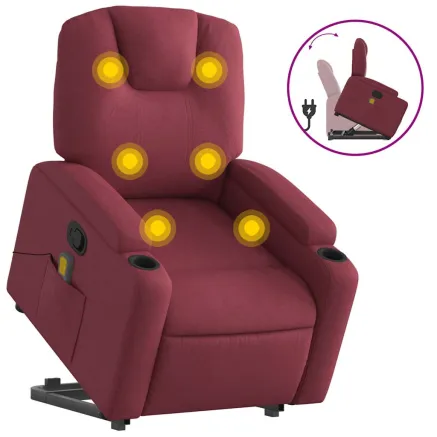 Fauteuil inclinable de massage Rouge bordeaux Tissu 2