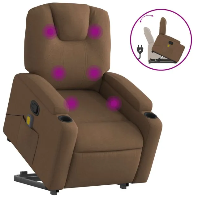 Fauteuil de massage inclinable Marron Tissu