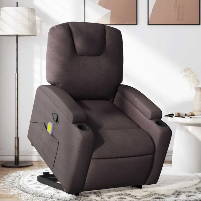 Fauteuil inclinable de massage Marron foncé Tissu
