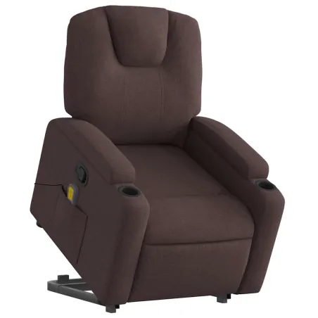 Fauteuil inclinable de massage Marron foncé Tissu