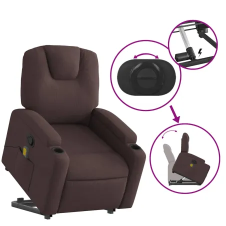 Fauteuil inclinable de massage Marron foncé Tissu