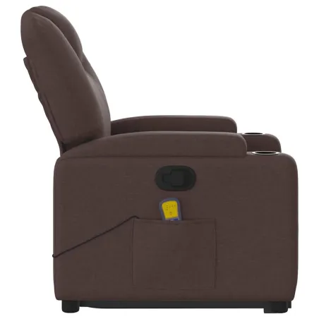 Fauteuil inclinable de massage Marron foncé Tissu
