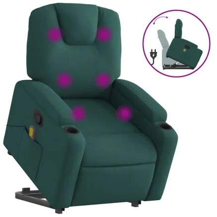 Fauteuil inclinable de massage Vert foncé Tissu 2