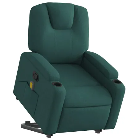 Fauteuil inclinable de massage Vert foncé Tissu