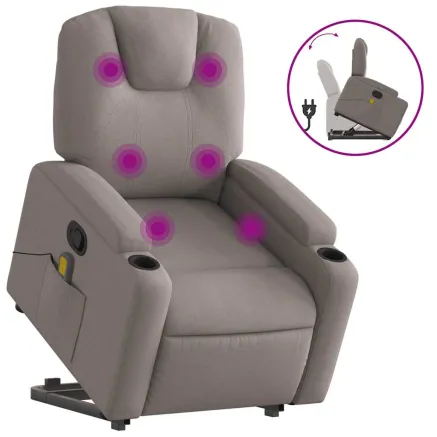 Fauteuil inclinable de massage Taupe Tissu 2