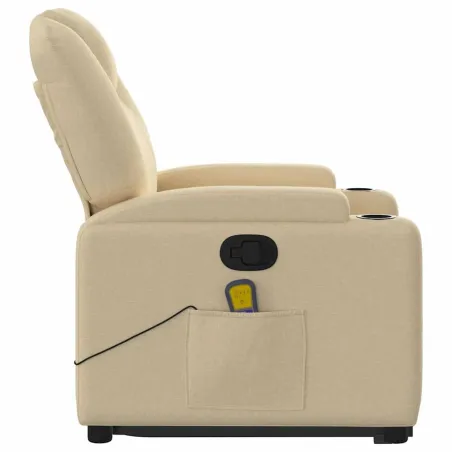 Fauteuil inclinable de massage Crème Tissu