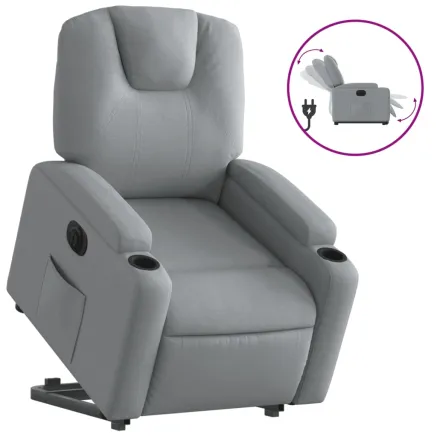 Fauteuil inclinable électrique gris clair tissu 2