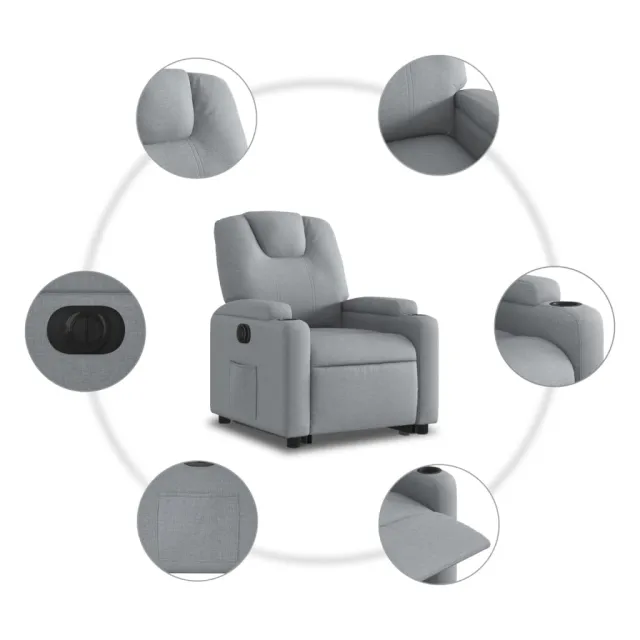 Fauteuil inclinable électrique gris clair tissu