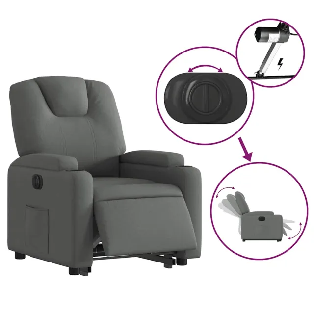 Fauteuil inclinable électrique gris foncé tissu
