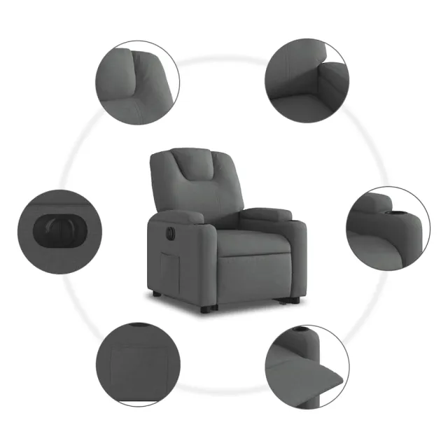 Fauteuil inclinable électrique gris foncé tissu