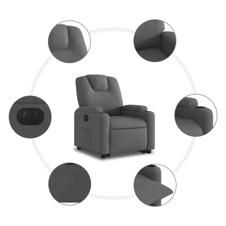 Fauteuil inclinable électrique gris foncé tissu