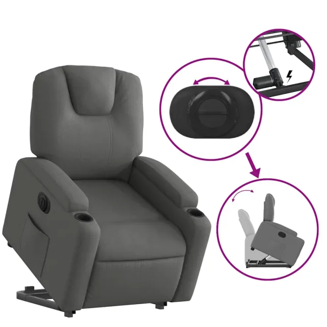 Fauteuil inclinable électrique gris foncé tissu