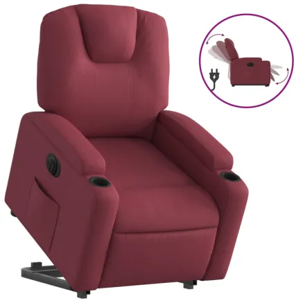 Fauteuil inclinable électrique rouge bordeaux tissu 2