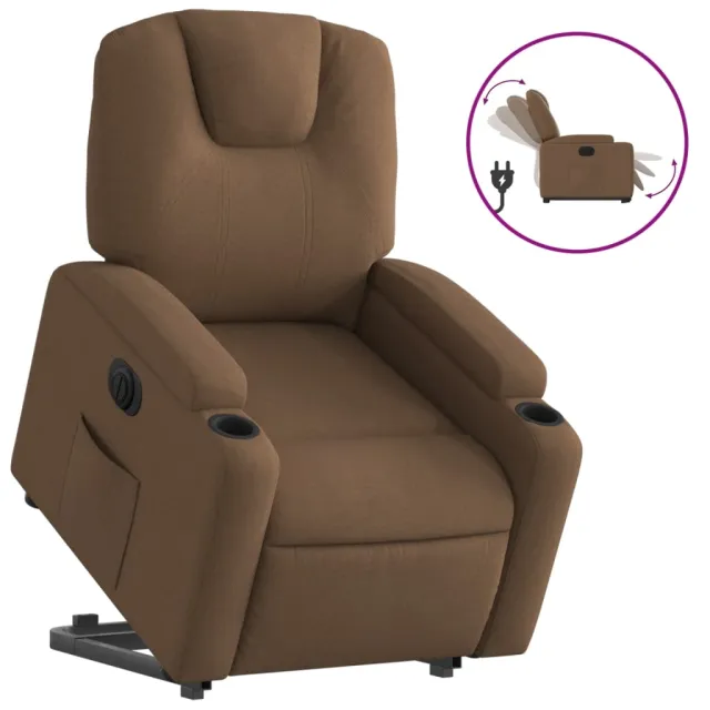 Fauteuil inclinable électrique marron tissu