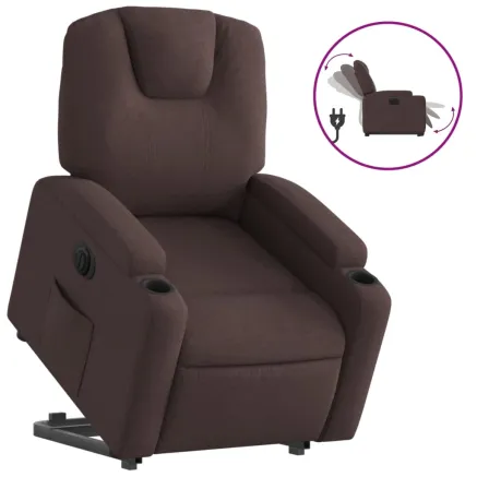 Fauteuil inclinable électrique marron foncé tissu 2