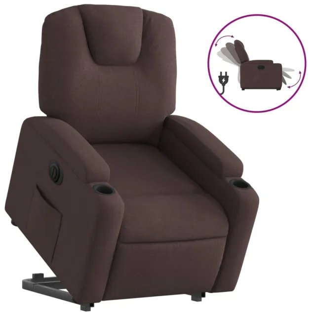 Fauteuil inclinable électrique marron foncé tissu