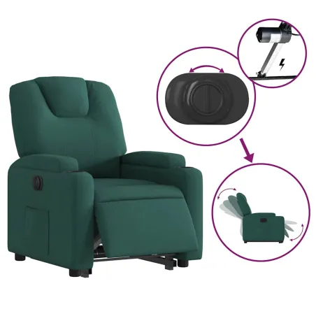 Fauteuil inclinable électrique vert foncé tissu