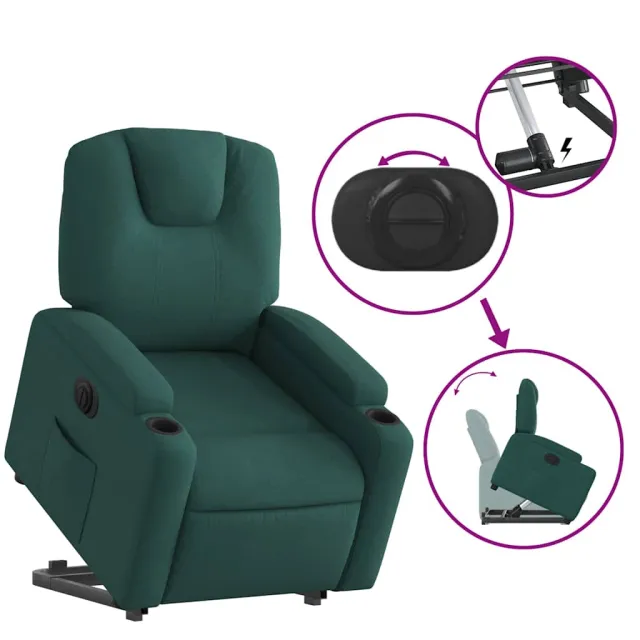 Fauteuil inclinable électrique vert foncé tissu