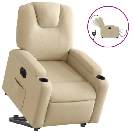 Fauteuil inclinable électrique crème tissu 2