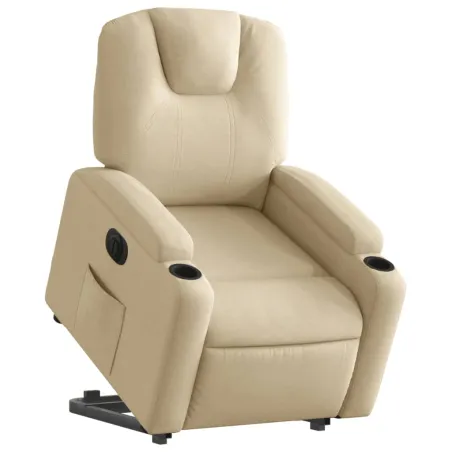 Fauteuil inclinable électrique crème tissu
