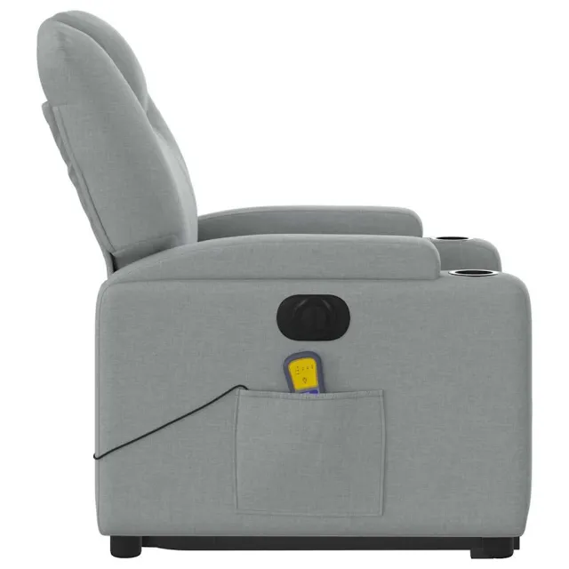 Fauteuil inclinable de massage électrique Gris clair Tissu