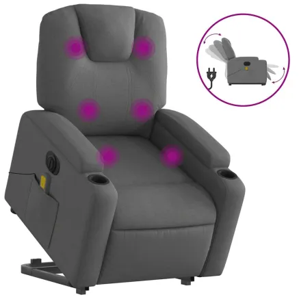 Fauteuil inclinable de massage électrique Gris foncé Tissu 2
