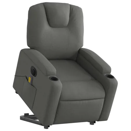 Fauteuil inclinable de massage électrique Gris foncé Tissu