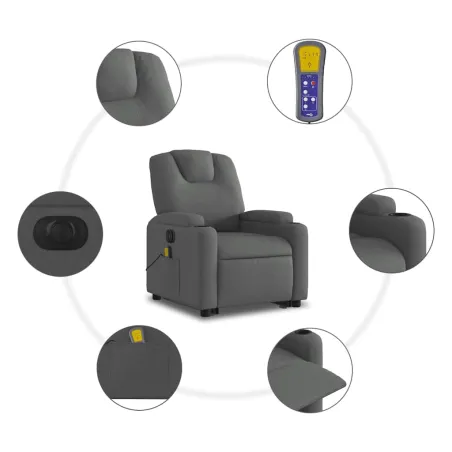 Fauteuil inclinable de massage électrique Gris foncé Tissu