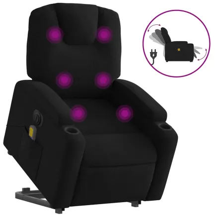 Fauteuil inclinable de massage électrique Noir Tissu 2