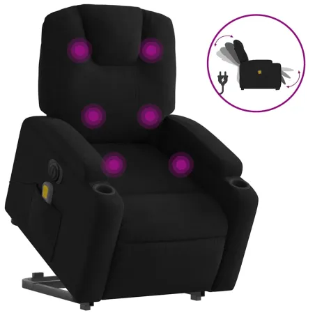 Fauteuil inclinable de massage électrique Noir Tissu