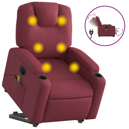 Fauteuil inclinable de massage électrique Rouge bordeaux Tissu 2
