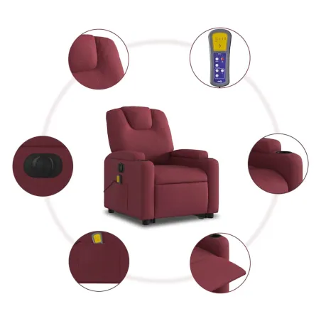 Fauteuil inclinable de massage électrique Rouge bordeaux Tissu