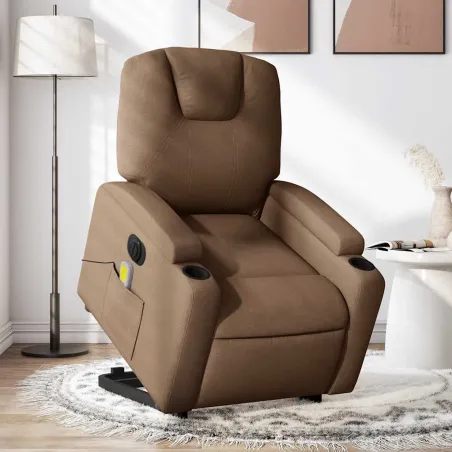 Fauteuil inclinable de massage électrique Marron Tissu