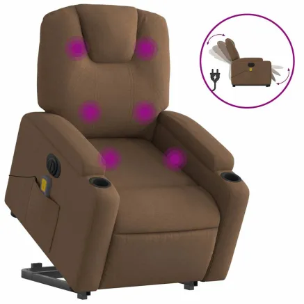 Fauteuil inclinable de massage électrique Marron Tissu 2