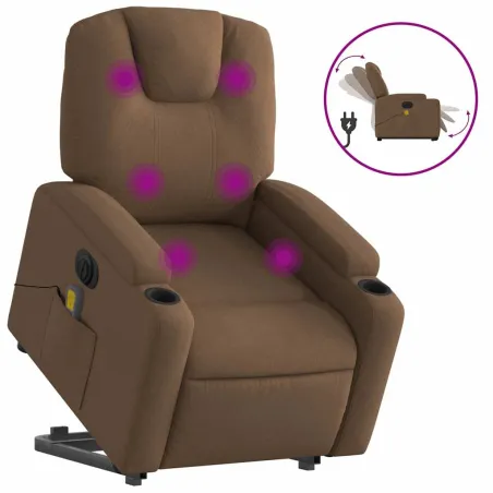 Fauteuil inclinable de massage électrique Marron Tissu