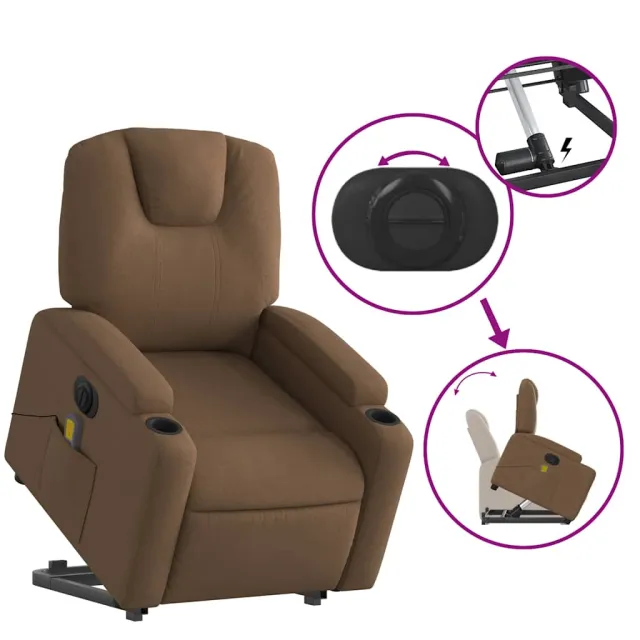 Fauteuil inclinable de massage électrique Marron Tissu