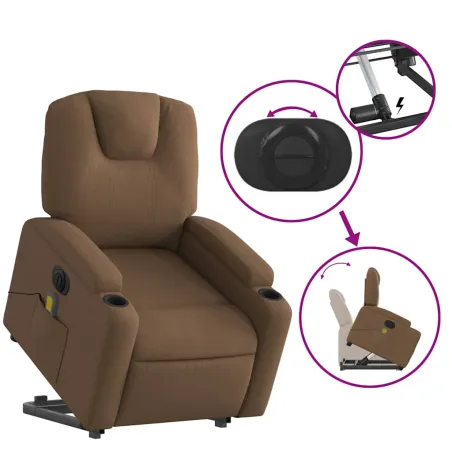 Fauteuil inclinable de massage électrique Marron Tissu