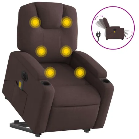 Fauteuil inclinable de massage électrique Marron foncé Tissu