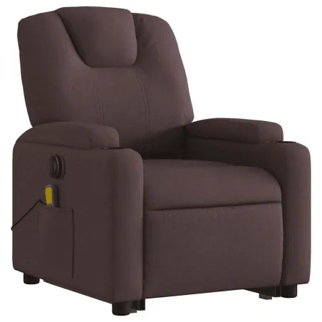 Fauteuil inclinable de massage électrique Marron foncé Tissu