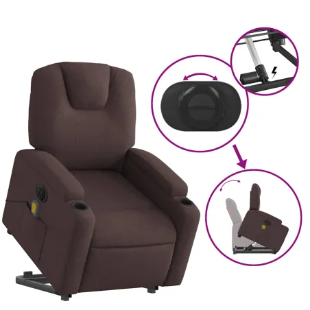 Fauteuil inclinable de massage électrique Marron foncé Tissu
