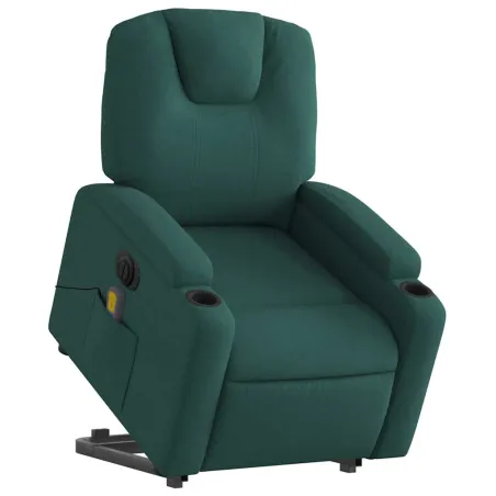 Fauteuil inclinable de massage électrique Vert foncé Tissu