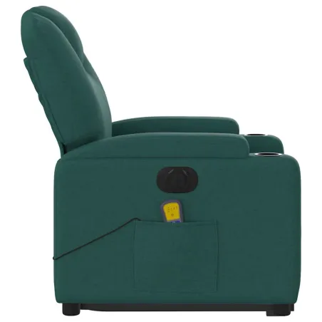 Fauteuil inclinable de massage électrique Vert foncé Tissu