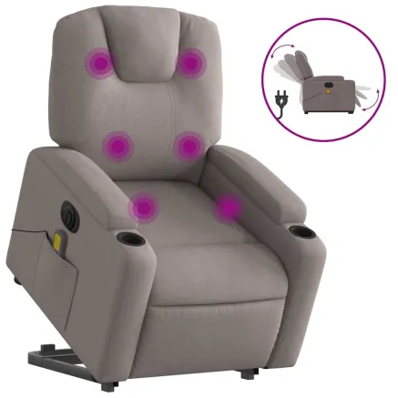 Fauteuil inclinable de massage électrique Taupe Tissu 2